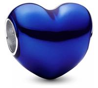 Heart Sterling Silver Charm with Transparent Blue Enamel
