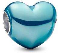 Heart Sterling Silver Charm with Transparent Light Blue Enamel