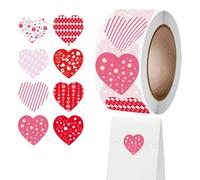 Heart Stickers Roll - 500 Valentines Day Decorative Labels | Sticker Roll for Classroom Activities, Wedding Party, Birthday Events, Home Celebration, Workplace Packaging and Holiday Decorations