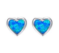 Heart Stud Earring Blue Fire Opal Color Earrings For Women 2017 Bohemian Fashion Jewelry