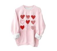 Heart Sweater for Women Funny Love Heart Shirts Casual Valentine Pullover Long Sleeve Tops