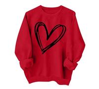 Heart Sweater for Women Funny Love Heart Shirts Casual Valentine Pullover Long Sleeve Tops