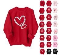 Heart Sweater for Women Funny Love Heart Shirts Casual Valentine Pullover Long Sleeve Tops
