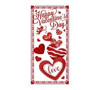 Heart Themed Door Cover, Valentines Day Garage Decoration, For Easy Installation, with Fade Resistant Print, Party Decor Item, Valentines Door Cover Front Porch Indoor Outdoor Use