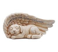 Heart Tong Decoración para tumba de ángel para perros, resistente a la intemperie para perros, decoración para tumba, estatuas de perro con alas de ángel, estatua de animales de resina.