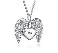 Heart Urn Necklace for Ashes 925 Sterling Silver Angel Wings Urn Necklace Memorial Pendant Necklace Loved One Dad Cremation Souven