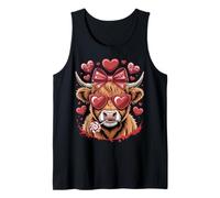 Heart Valentine Highland Cow Lollipop Coquette Chicas Mujeres Camiseta sin Mangas