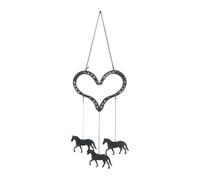 Heart Wind Chimes - Metal Horse Decor | Love-Themed Galloping Horse Wind Chime with 3 Pendants and Bell, Ideal For Home, Party, Easter, Festival, Spring, Bedroom, Country, Backyard, Balcony Or Farm