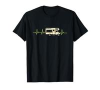 Heartbeat Camping Caravan ECG Autocaravana Vintage Retro Camiseta
