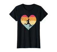 Heartbeat Girls Soccer Ball Vintage Loves Playing Camiseta gráfica económica, Mujer, Negro, XS