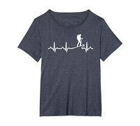 Heartbeat Hiking In The Mountains - Mountaineer Camiseta, Mujer Tallas Grandes, Azul Jaspeado, 1XL Grande