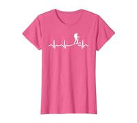 Heartbeat Hiking In The Mountains- Regalo de montañero Camiseta, Mujer, Rosa Jaspeado, S