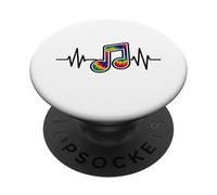 Heartbeat Music Note - Regalo para músicos PopSockets PopGrip Adhesivo