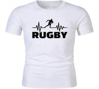 Heartbeat of rugbying Men's Fashion Sports T Shirt Funny Print Men's Top White XXL