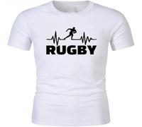 Heartbeat of rugbying Men's Spring Fashion Full Sleeve Sports T Shirt Print Men's Top Track and Field Suit White XXL