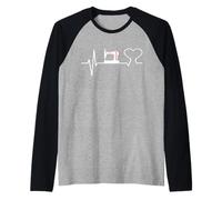 Heartbeat Quilting Quilter máquina de Coser Tejer a Mano Camiseta Manga Raglan