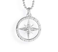 Heartbreaker Colgante de brújula con circonia en plata auténtica rodiada/Colección Rosa de los Vientos/Gran Brújula colgante de plata de ley 925 para mujer/LD WR 31, Plata esterlina, Circonia cúbica