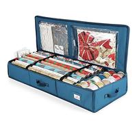 Hearth & Harbor Contenedor de almacenamiento de papel de regalo, bolsa de almacenamiento de Navidad con bolsillos interiores, organizador de papel de regalo para hasta 22 rollos de 40 pulgadas, a