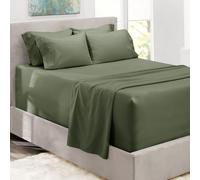 Hearth & Harbor Extra Deep Pocket Queen Sheets Sets - Fits Mattress 18-24 Inches Deep - Extra Deep Pocket Sheets - 6 Piece Queen Size Sheets - Olive Green