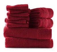 Hearth & Harbor Juego de 10 Toallas de baño 100% algodón Hilado en Anillo, Suaves y Muy absorbentes, (2 Toallas de baño, 2 Toallas de Mano, 6 Toallas), Color Rojo