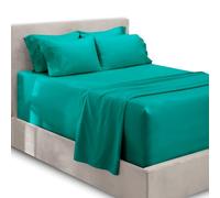 Hearth & Harbor Juego de Ropa de Cama, tamaño King Dividido, 6 Piezas, Bolsillo extraprofundo, Microfibra, Color Verde Azulado