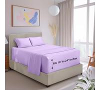 Hearth & Harbor Juego de sábanas de 4 Piezas con Bolsillo Extra Profundo, sábana Bajera de 18 a 24 inces de Profundidad, se Adapta a colchones de Alto Perfil con Toppers, Queen, Lavanda
