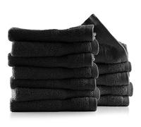 Hearth & Harbor Paquete de 12 paños de baño 100% algodón Hilado en Anillo, paños para Cuerpo y Cara, Alta absorción y Suave, 33 x 33 cm, Secado rápido, paños Negros