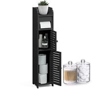 Hearth & Harbor Puertas para Papel higiénico Armario pie con 2 tarros de decoración boticario, Organizador de Estante de baño, Cloruro de polivinilo, Negro