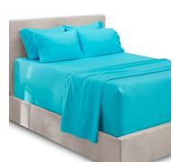 Hearth & Harbor Sábanas con Bolsillo extraprofundo, se Adapta a colchones de 18 a 24 Pulgadas de Profundidad, Juegos de tamaño matrimonial de 6 Piezas, tamaño matrimonial, Color Azul Playa