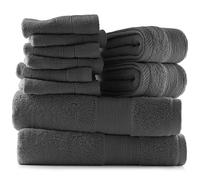Hearth & Harbor Toallas de baño para baño, 100% algodón Hilado en Anillo, Ultra Suaves y Altamente absorbentes, Juego de 10 Toallas de baño, Color Gris Oscuro