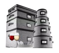 Hearth & Harbor Vajilla acolchada con divisores, asas y cremalleras, cuero, gris, juego de almacenamiento completo