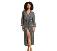 HEARTNICE Bata de algodón para mujer, bata de baño larga de punto suave tipo kimono para spa, ropa de descanso ligera, Gris oscuro Mel, Large