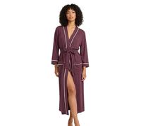 HEARTNICE Bata de algodón para mujer, bata de baño larga de punto suave tipo kimono para spa, ropa de descanso ligera, Púrpura marrón, S