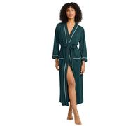 HEARTNICE Bata de algodón para mujer, bata de baño larga de punto suave tipo kimono para spa, ropa de descanso ligera, Verde oscuro, XL