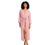 HEARTNICE Bata de algodón para mujer, bata de baño larga de punto suave tipo kimono para spa, ropa de descanso ligera, Rosado, S
