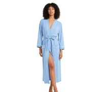 HEARTNICE Bata de algodón para mujer, suave kimono de punto de spa, ligera y larga, Azul-cielo, L
