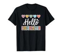 Hearts Back to School Hello Kindergarten Camiseta gráfica económica, Hombre, Negro, S