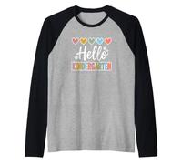 Hearts Back to School Hello Kindergarten Camiseta Manga Raglan