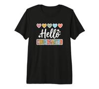 Hearts Back to School Hello Kindergarten Camiseta Premium