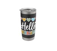 Hearts Back to School Hello Kindergarten Vaso térmico de acero inoxidable de doble pared