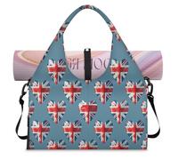 Hearts - Bolsa deportiva con diseño de bandera del Reino Unido con compartimento para zapatos, bolsa de fin de semana, bolsa de equipaje para gimnasio, yoga, viajes, color, L, Bolsa de viaje