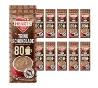 Hearts - Chocolate para beber (10 x 1 kg, paquete de bebidas en polvo, soluble, lechoso, cremoso, suficiente para 800 tazas, fácil preparación)