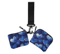 Hearts Royal Blue - Estuche para tarjetas de visita de gran capacidad, organizador de dinero con bolsillo para monedas con cremallera, 2 paquetes, Corazones, azul rey, 1 size, Casual