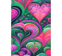 HEARTS VALENTINES GREETING NOTE CARD - MINI JOURNAL - Country Farmhouse Quilted Aesthetic: ֍ 5x7~24 page/12 sheet ֎ EXPRESS YOURSELF MORE! CUTE School/Event/Baby Bridal Shower Holiday Party Favor Gift