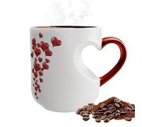 Heat Changing Mug | 325ml Heart Shape Beverage Cup,Ceramic Novelty Coffee Mugs With Handle,4.13x3.15x3.54 Inches Morning Evening Home Kitchen Travel Party