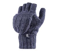 HEAT HOLDERS - Guantes de punto trenzado sin dedos para mujer con convertidor térmico de 2,3 tog, azul, talla única