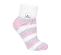 HEAT HOLDERS - Mujer Invierno Suaves Rayas Cortos Calcetines para Dormir (37/42, Cream/Light Pink (S Rib))