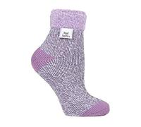 HEAT HOLDERS - Mujer Invierno Suaves Rayas Cortos Calcetines para Dormir (37/42, Grey (S Feather))