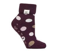HEAT HOLDERS SOCKSHOP - Calcetines térmicos gruesos y cálidos para mujer, con puño, con estampado, 1 par, talla 4-8, Cabernet Dots, 32-36