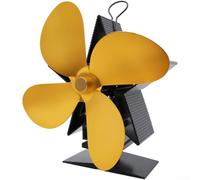 Heat Powered Stove Fan 4 Blade Silent Wood Burning(Golden) | Thermal electric module, no para battery needed, starts at low para temp, silent motor, operation